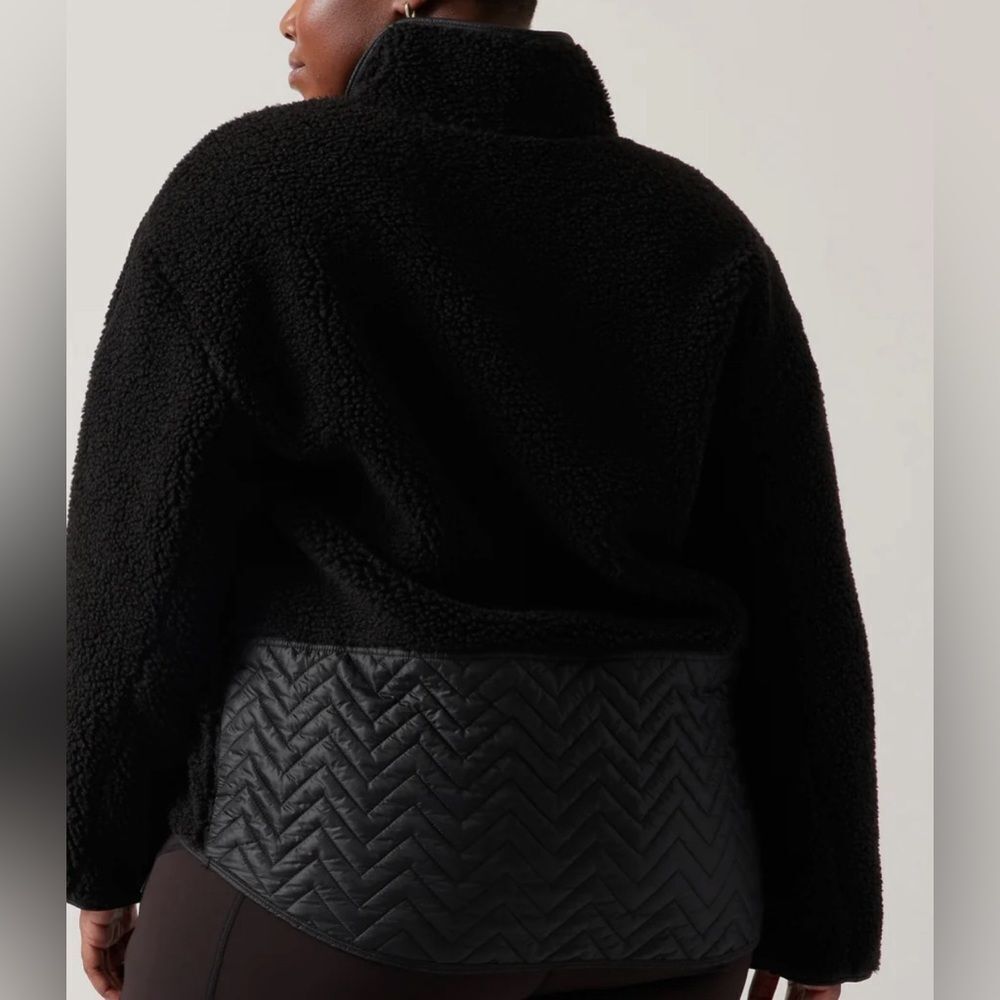 NWT Athleta Cozy Sherpa Snap Sweatshirt Black Size XL Oversized - Picture 4 of 16